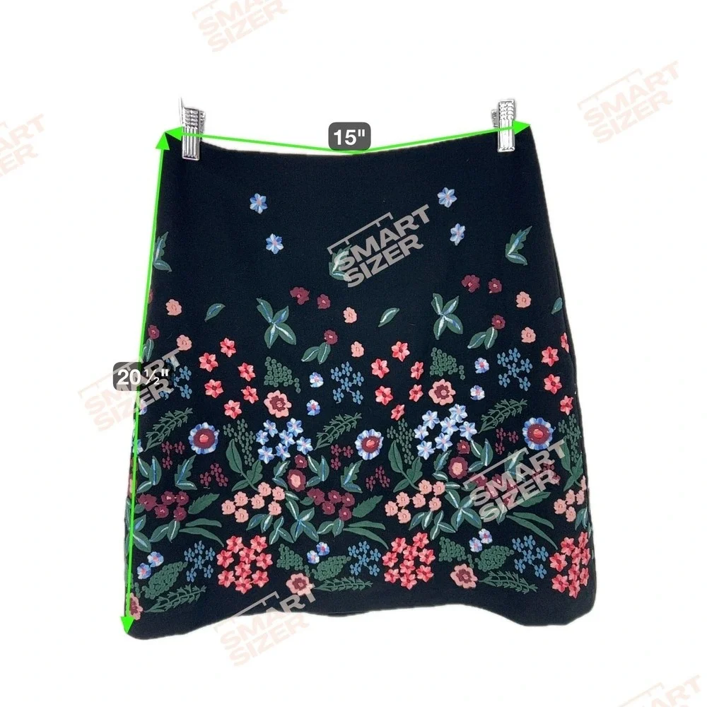 Zara Woman Skirt‎ Womens Medium Black Floral Embroidered A-Line Mini Cottagecore